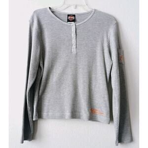 Harley Davidson Shirt Women's Large Gray Pullover Bedford Texas